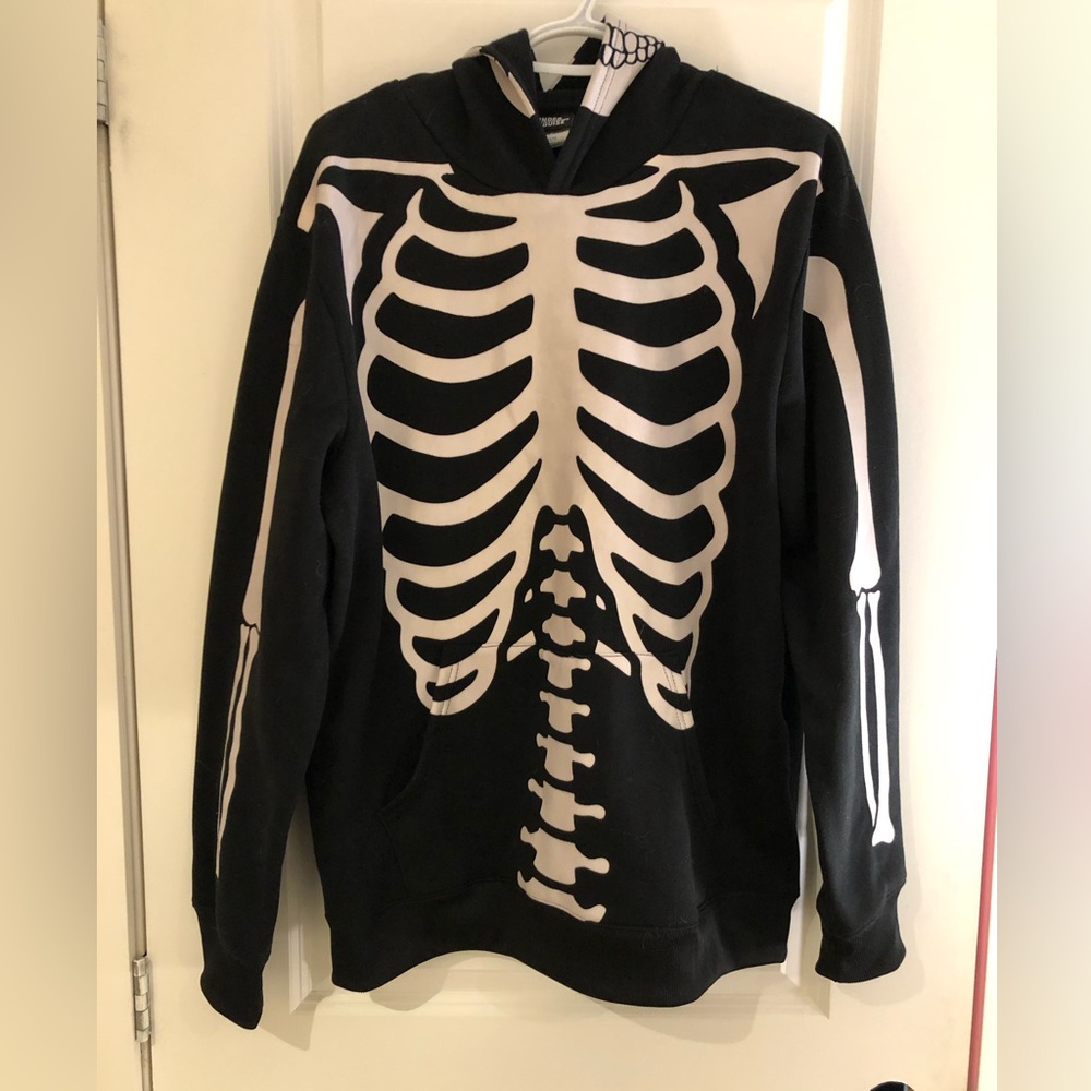 Disguise Black Hooded Pullover with Skeleton Graphic